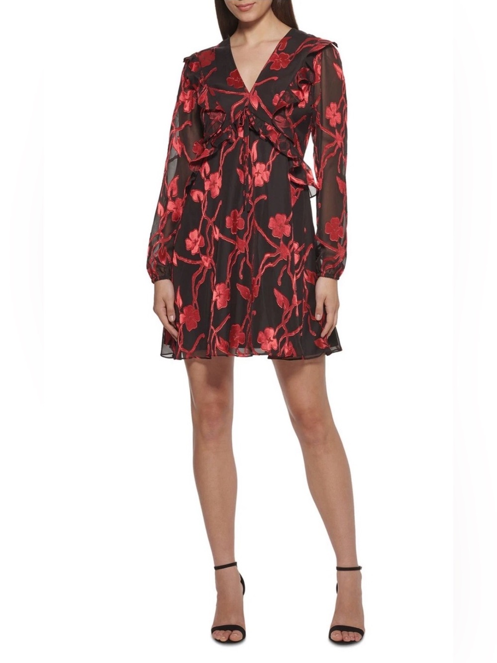 KENSIE Womens Blouson Sleeve V Neck Short Formal Fit + Flare Dress size 6 - Picture 1 of 7